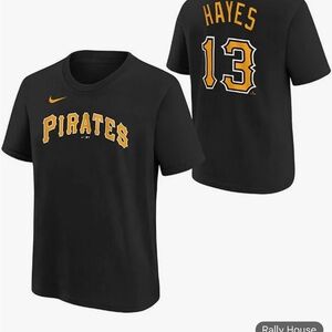Nike Kids Black Pirates Hayes #13 Tee with Gold Lettering